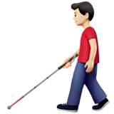 mężczyzna z białą laską: karnacja jasna