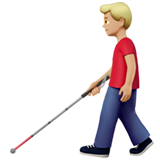 mężczyzna z białą laską: karnacja średnio jasna