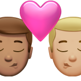 pocałunek: mężczyzna, mężczyzna, karnacja średnia i karnacja średnio jasna