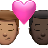 pocałunek: mężczyzna, mężczyzna, karnacja średnia i karnacja ciemna