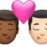 pocałunek: mężczyzna, mężczyzna, karnacja średnio ciemna i karnacja jasna