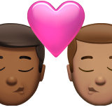 pocałunek: mężczyzna, mężczyzna, karnacja średnio ciemna i karnacja średnia