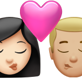 pocałunek: kobieta, mężczyzna, karnacja jasna i karnacja średnio jasna