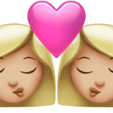 pocałunek: kobieta, kobieta i karnacja średnio jasna