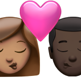 pocałunek: kobieta, mężczyzna, karnacja średnia i karnacja ciemna