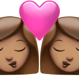 pocałunek: kobieta, kobieta i karnacja średnia