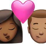 pocałunek: kobieta, mężczyzna, karnacja średnio ciemna i karnacja średnia