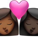 pocałunek: kobieta, kobieta, karnacja średnio ciemna i karnacja ciemna