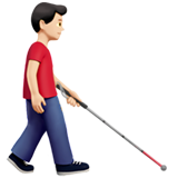 mężczyzna z białą laską: karnacja jasna i zwrócony w prawo