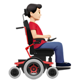 mężczyzna na elektrycznym wózku inwalidzkim: karnacja jasna i zwrócony w prawo