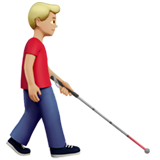 mężczyzna z białą laską: karnacja średnio jasna i zwrócony w prawo