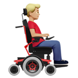 mężczyzna na elektrycznym wózku inwalidzkim: karnacja średnio jasna i zwrócony w prawo