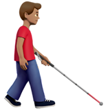 mężczyzna z białą laską: karnacja średnia i zwrócony w prawo