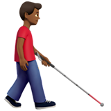 mężczyzna z białą laską: karnacja średnio ciemna i zwrócony w prawo