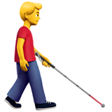 mężczyzna z białą laską: zwrócony w prawo