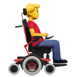 mężczyzna na elektrycznym wózku inwalidzkim: zwrócony w prawo