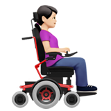 kobieta na elektrycznym wózku inwalidzkim: karnacja jasna i zwrócony w prawo