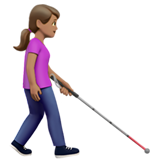 kobieta z białą laską: karnacja średnia i zwrócony w prawo