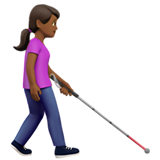 kobieta z białą laską: karnacja średnio ciemna i zwrócony w prawo