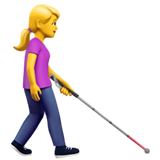 kobieta z białą laską: zwrócony w prawo