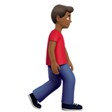 idący mężczyzna: karnacja średnio ciemna i zwrócony w prawo