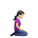 klęcząca kobieta: karnacja jasna i zwrócony w prawo