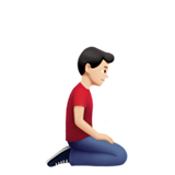 klęczący mężczyzna: karnacja jasna i zwrócony w prawo