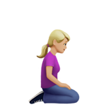 klęcząca kobieta: karnacja średnio jasna i zwrócony w prawo