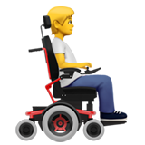 osoba na elektrycznym wózku inwalidzkim: zwrócony w prawo