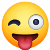 Twarz wystawiająca język i puszczająca oko - Facebook