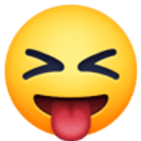 Twarz ze zmrużonymi oczami wystawiająca język - Facebook
