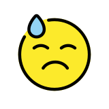 Twarz ze spuszczonymi oczami oblana potem - OpenMoji