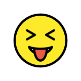Twarz ze zmrużonymi oczami wystawiająca język - OpenMoji