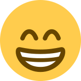 Szeroko uśmiechnięta twarz o roześmianych oczach - Twitter / X