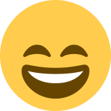 Uśmiechnięta twarz z otwartymi ustami i roześmianymi oczami - Twitter / X