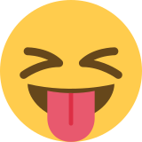 Twarz ze zmrużonymi oczami wystawiająca język - Twitter / X