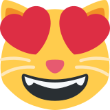 Uśmiechnięty kot z oczami w kształcie serca - Twitter / X