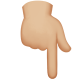 dłoń z palcem wskazującym w dół: karnacja średnio jasna