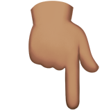 dłoń z palcem wskazującym w dół: karnacja średnia