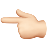 dłoń z palcem wskazującym w lewo: karnacja jasna