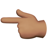 dłoń z palcem wskazującym w lewo: karnacja średnia