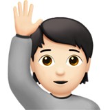 osoba podnosząca rękę: karnacja jasna