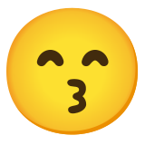 Całująca twarz o roześmianych oczach - Noto Color Emoji