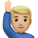 mężczyzna podnoszący rękę: karnacja średnio jasna